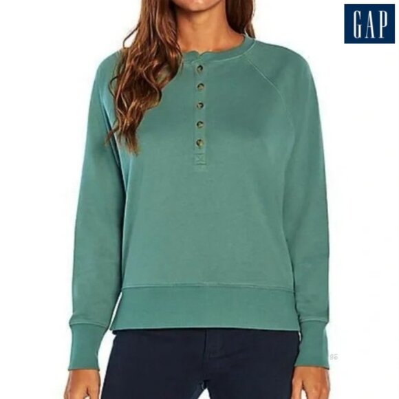 GAP Ultra Soft Henley Sweatshirt - Sage Green, Women's Size S/M - NWT - Picture 8 of 9